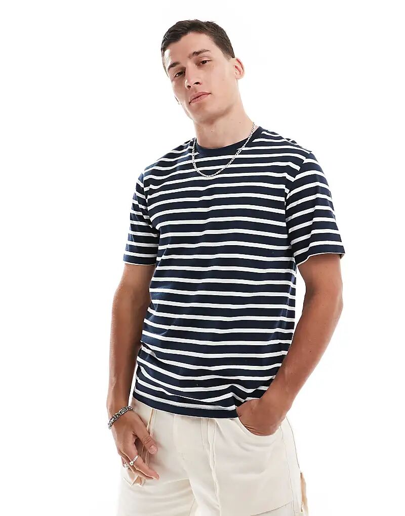 

Полосатая футболка белого цвета Jack & Jones