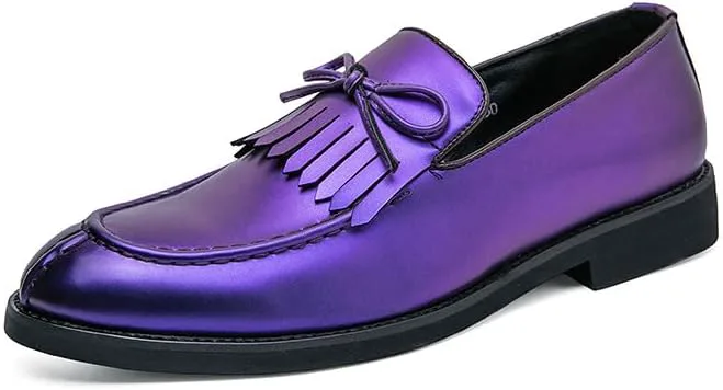 

Мужские лоферы Santimon с мокой носком, бахромой и бантом, на скользящей подошве, с матовой отделкой, удобные для ходьбы, вождения и повседневного ношения, фиолетовый