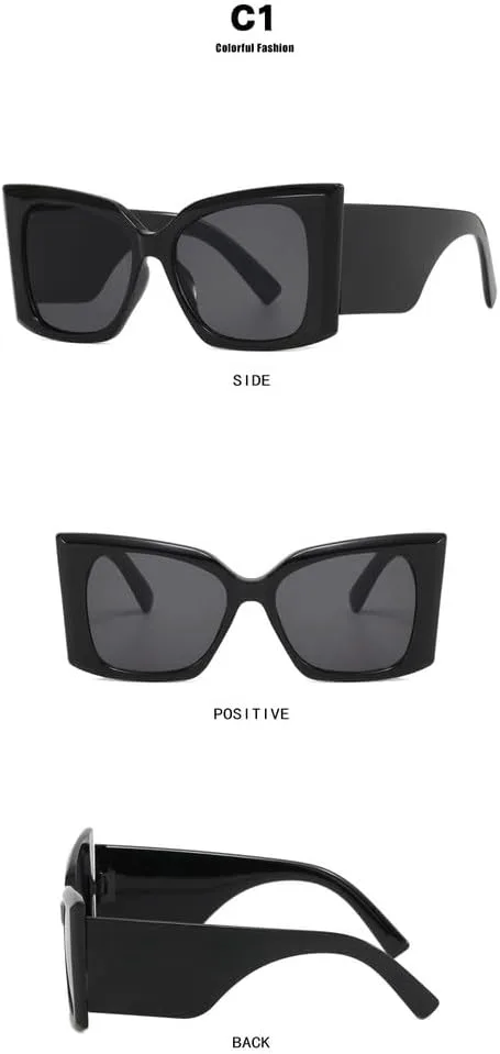 

Ретро-солнцезащитные очки большого размера для женщин и мужчин, винтажные, с толстой оправой и широкими дужками, защита от УФ-излучения UV400 HYYZZC, White Black