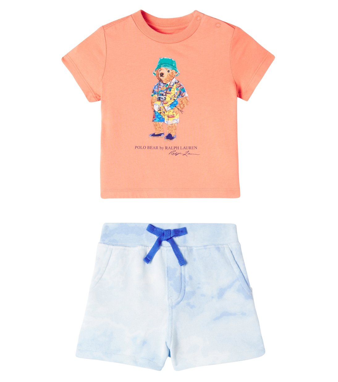 

Детский комплект из хлопковой футболки и шорт с медвежонком Polo Polo Ralph Lauren Kids, SUM25 BEAR PEACH TREE
