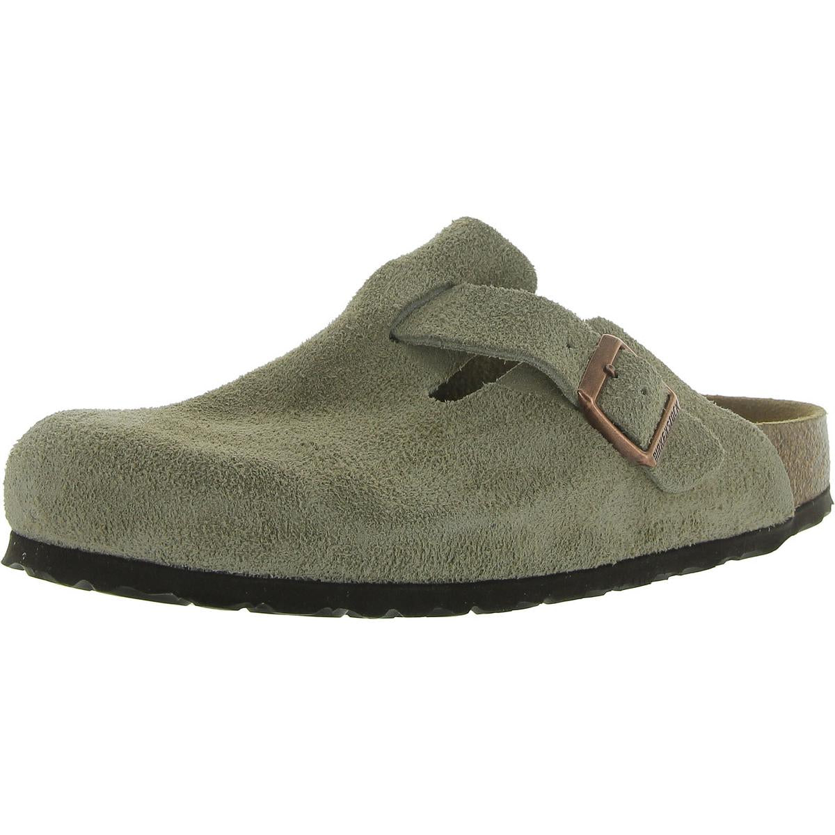 

Бостон BS Мужские нубуковые сабо Slip On Birkenstock, серо-коричневый