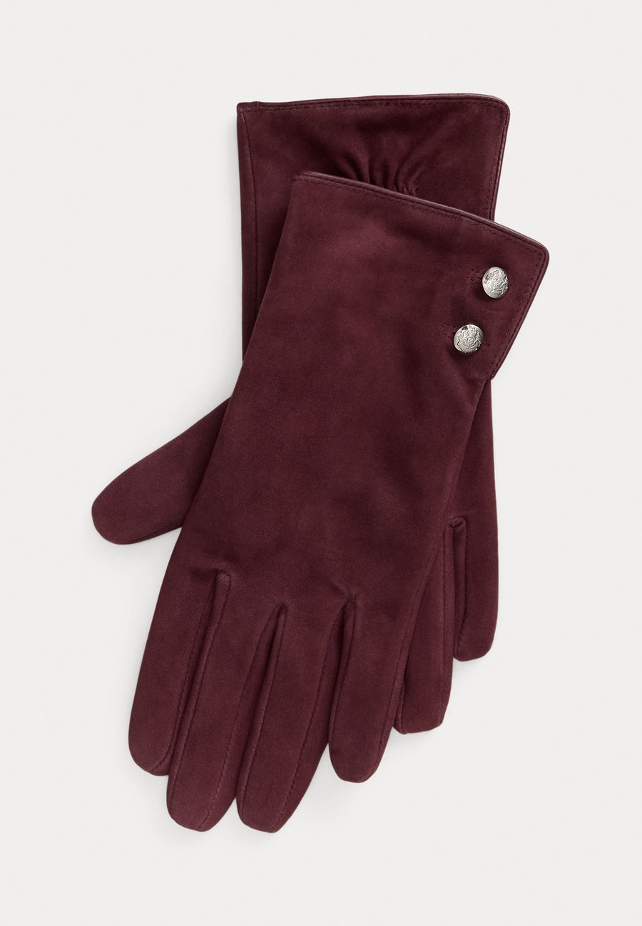 

Перчатки Lauren Ralph Lauren CREST-BUTTON-TRIM SHEEPSKIN SUEDE GLOVES, Dark Garnet/Dark Red