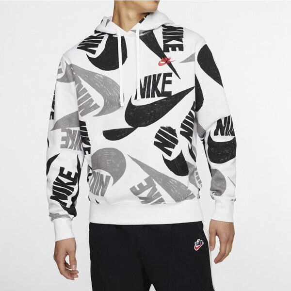 Толстовка Nike AS Men's Nike Sportswear Club PO BBAOP1 Black, белый — фото 3