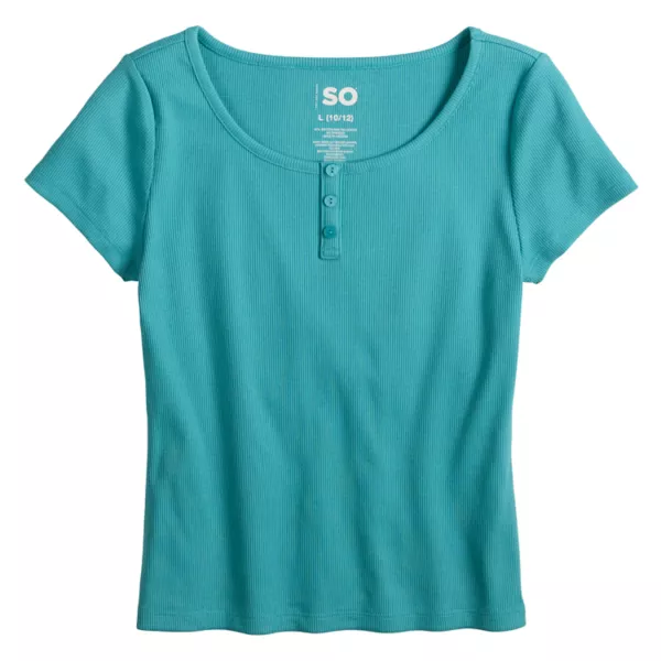 

Топ с короткими рукавами для девочек 6-20 лет, стандартные и большие размеры So, цвет aldon blue