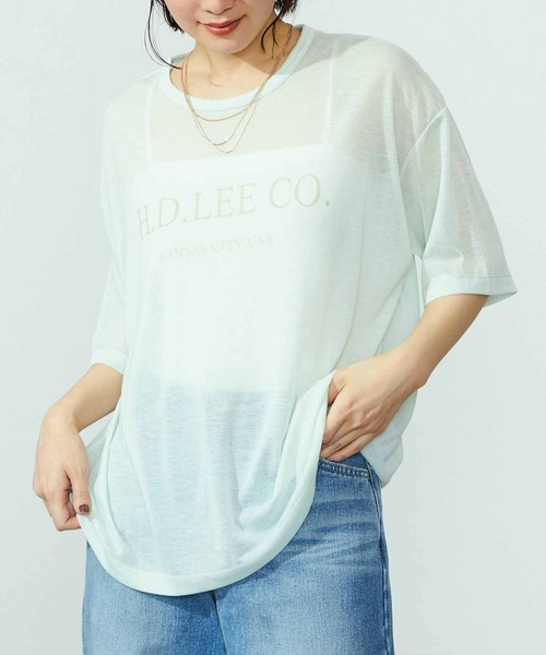 

Футболка-пуловер Lee, короткий рукав, прозрачная, мятный