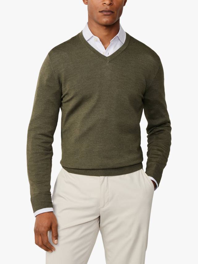 

Джемпер с v-образным вырезом из смеси шерсти и шелка Hackett London