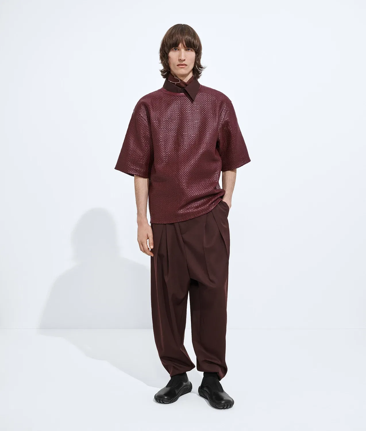 Мини-футболка Intrecciato BOTTEGA VENETA, бордовый — фото 4