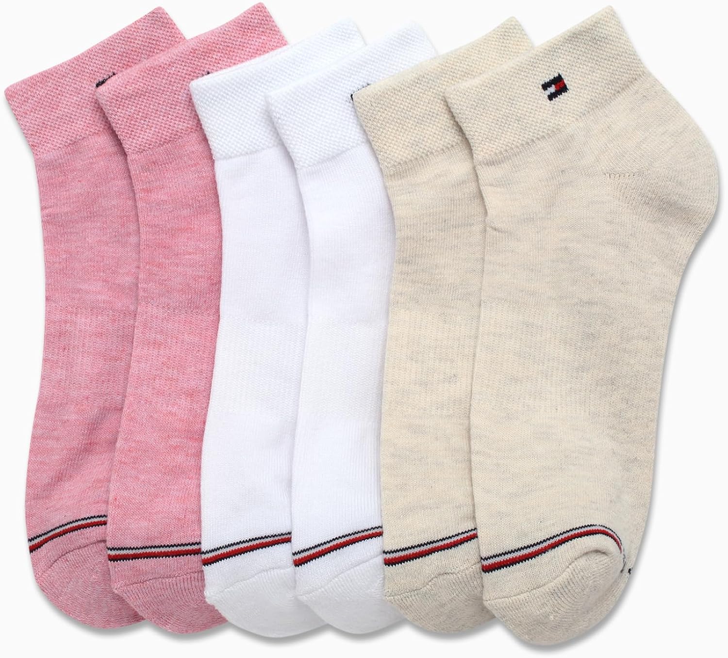 Женские носки Tommy Hilfiger Quarter - 6 пар мягких эластичных спортивных носков до щиколотки с мягкой подкладкой для женщин (размер: 4-10), Oatmeal Heather Assorted — фото 4