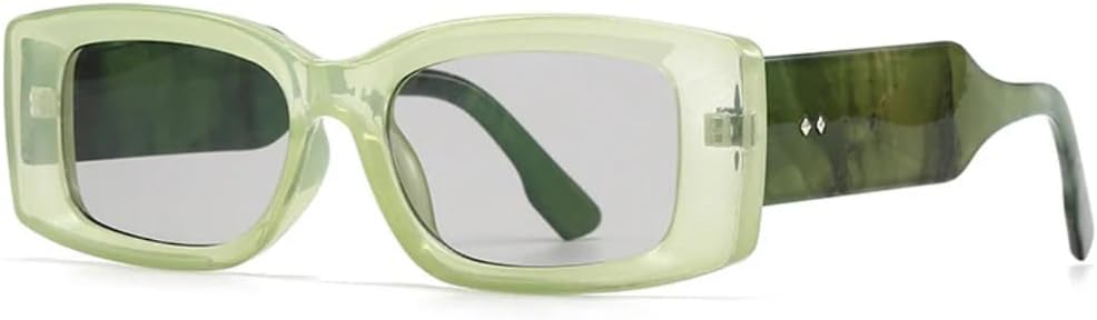 

Модные прямоугольные женские солнцезащитные очки класса люкс в стиле ретро, ​​конфетные цвета, прозрачный градиент; мужские очки с широкими дужками и заклепками UATXTAU, Green Light Gray