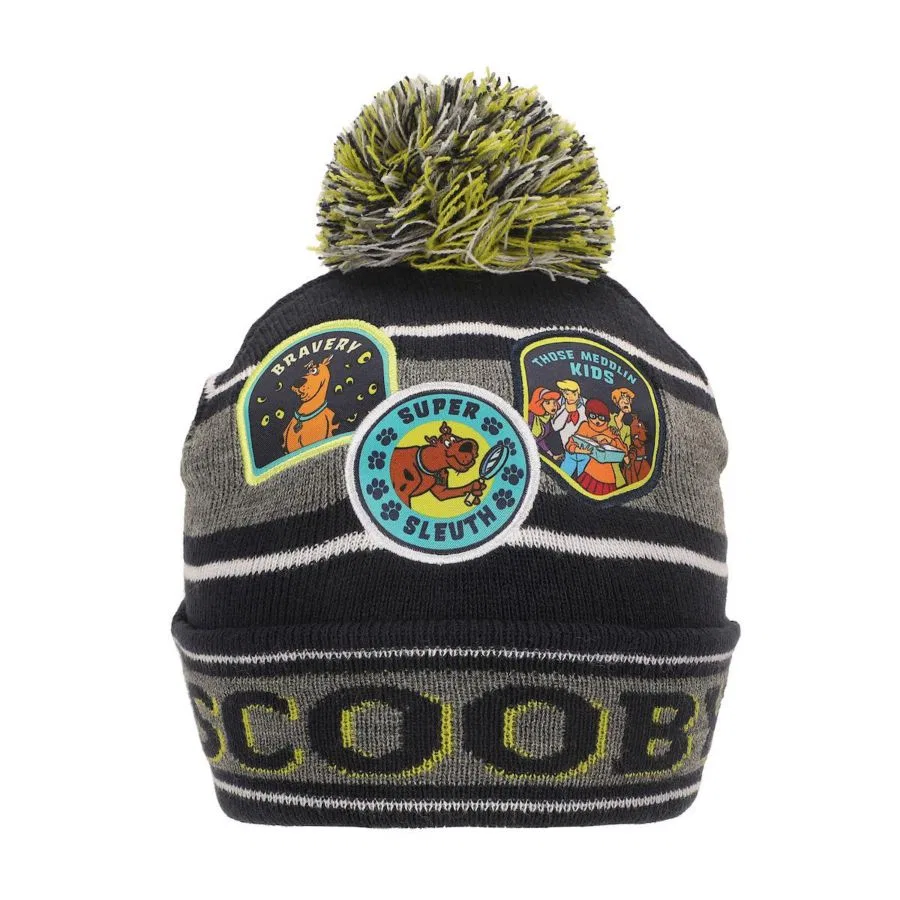 Комплект из шапки и перчаток с принтом Super Sleuth Badges Scooby Doo, Black Gray Yellow — фото 2