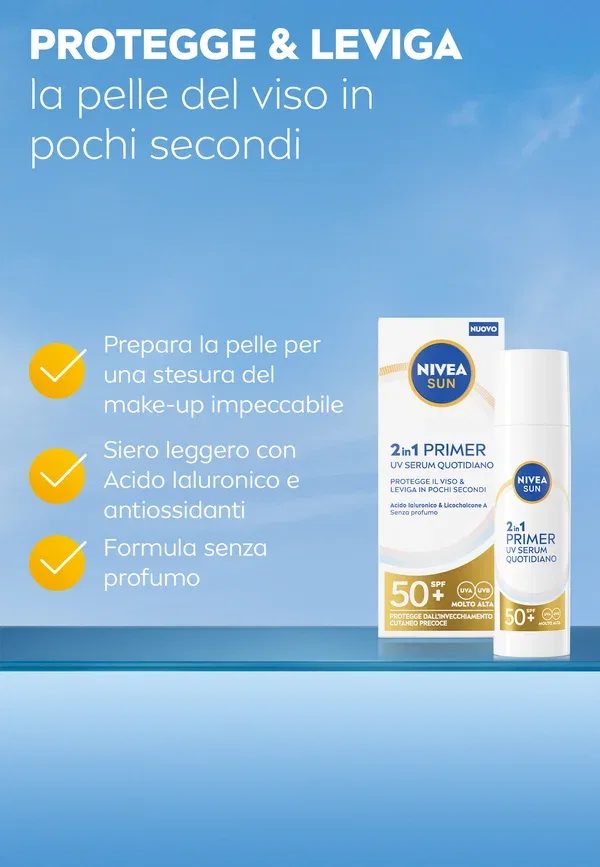 Сыворотка с SPF 50+ 2in1 Primer UV Serum Daily Nivea, transparent 30 мл, прозрачный — фото 3