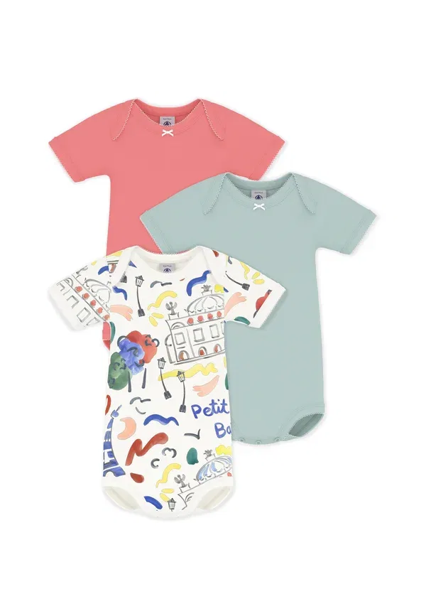 Боди хлопковое Opera de paris unisex 3 pack - body Petit Bateau Coral, Light Blue, светло-голубой
