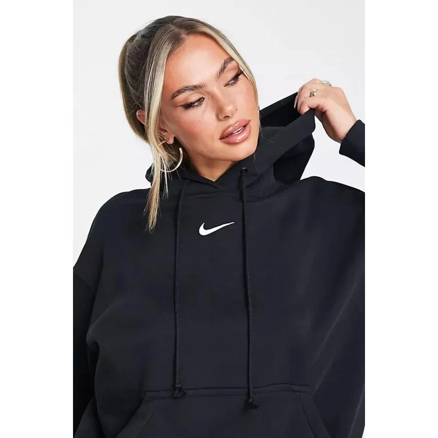 Женский свитшот с капюшоном оверсайз из флиса Nike Sportswear Phoenix Fleece, Черный — фото 3