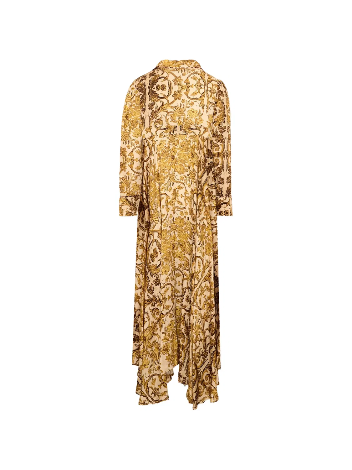 Платье макси с длинными рукавами и цветочным принтом Roberto Cavalli Junior, золотистый — фото 2