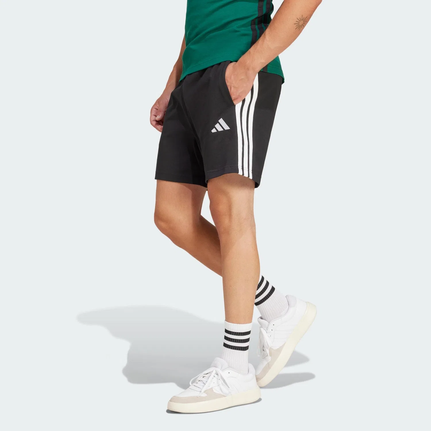 Мужские шорты с 3 полосками Essentials Single Jersey 7-Inch Adidas, Schwarz Weiss