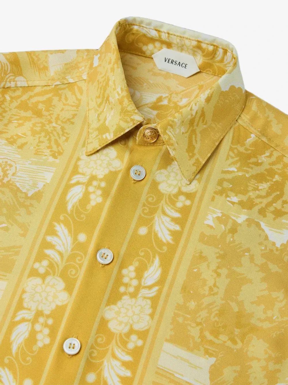 Твиловая рубашка с принтом Versace Kids, желтый — фото 3