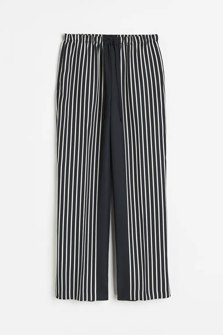 

Брюки H&M Wide-leg, черный/белый
