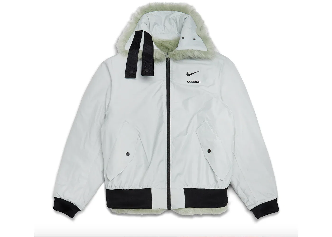 Женское пальто из искусственного меха двустороннее Nike x Ambush Coat, Jade Horizon/Black — фото 3