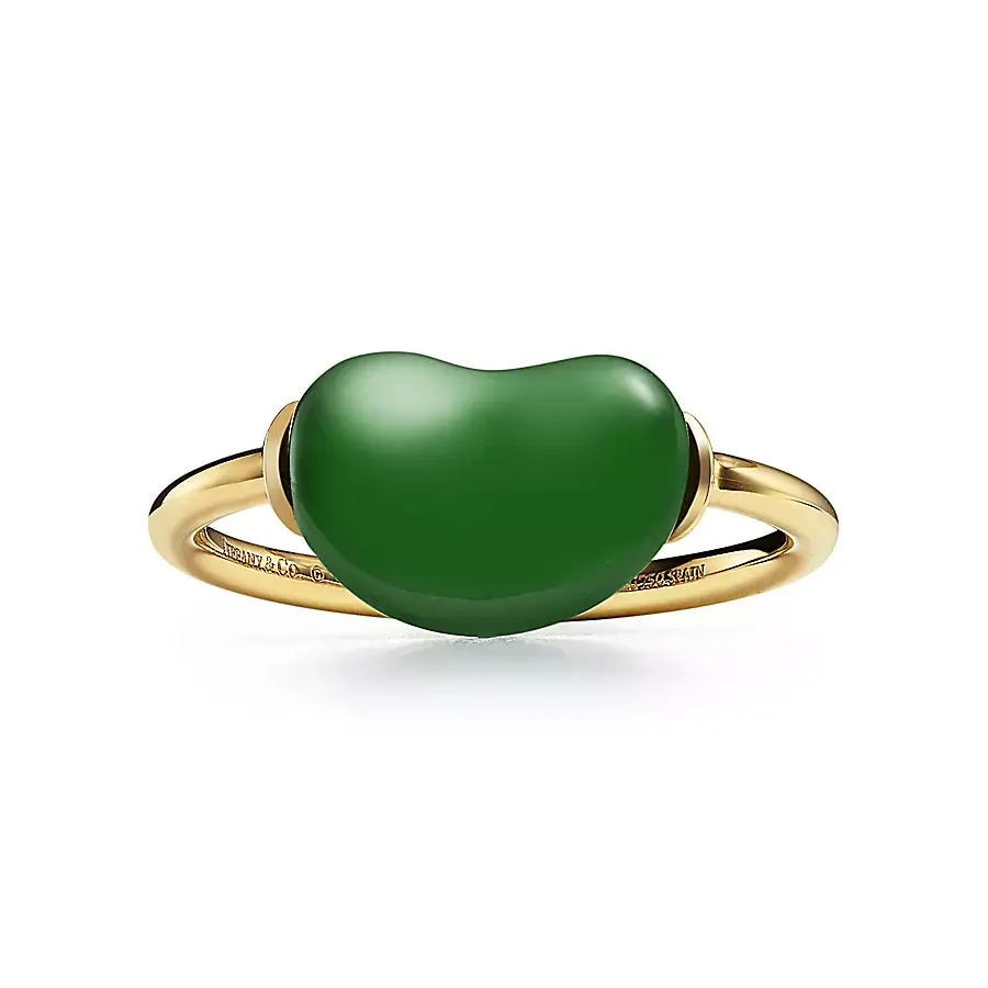 

Кольцо Tiffany & Co. x Elsa Peretti Bean Design, 12 мм, золото/зеленый нефрит