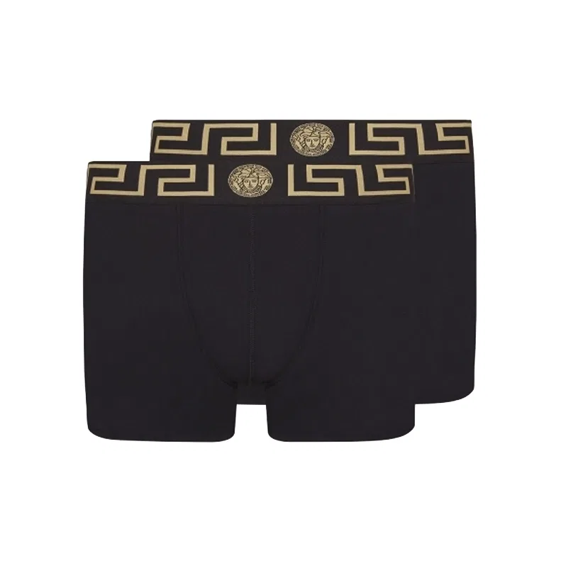 Мужские боксеры с принтом Greca Border VERSACE, Black