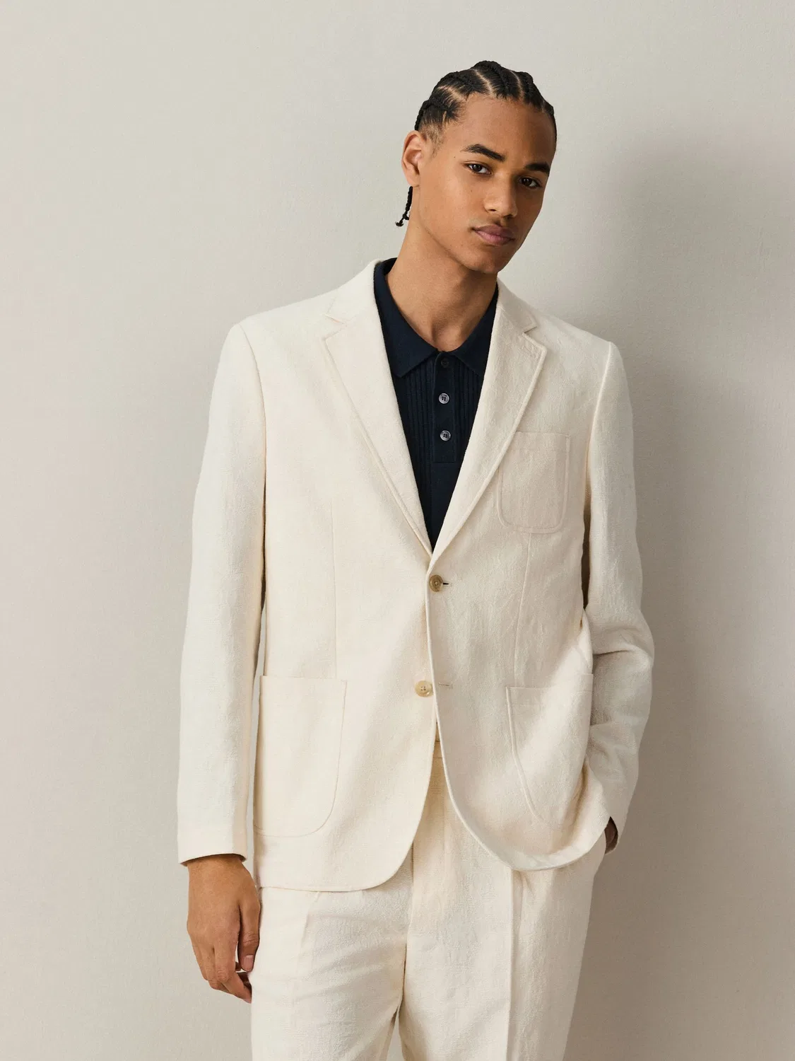Пиджак Relaxed Fit Tapestry Textured Next, экрю