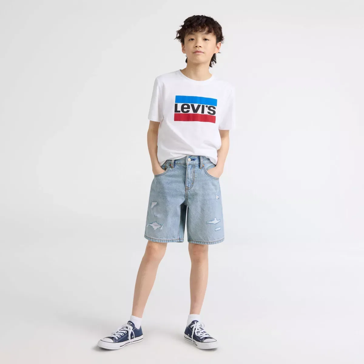 Детские шорты джинсовые Levi's GIRLS 4-16 SEPARATES, Light Wash — фото 3
