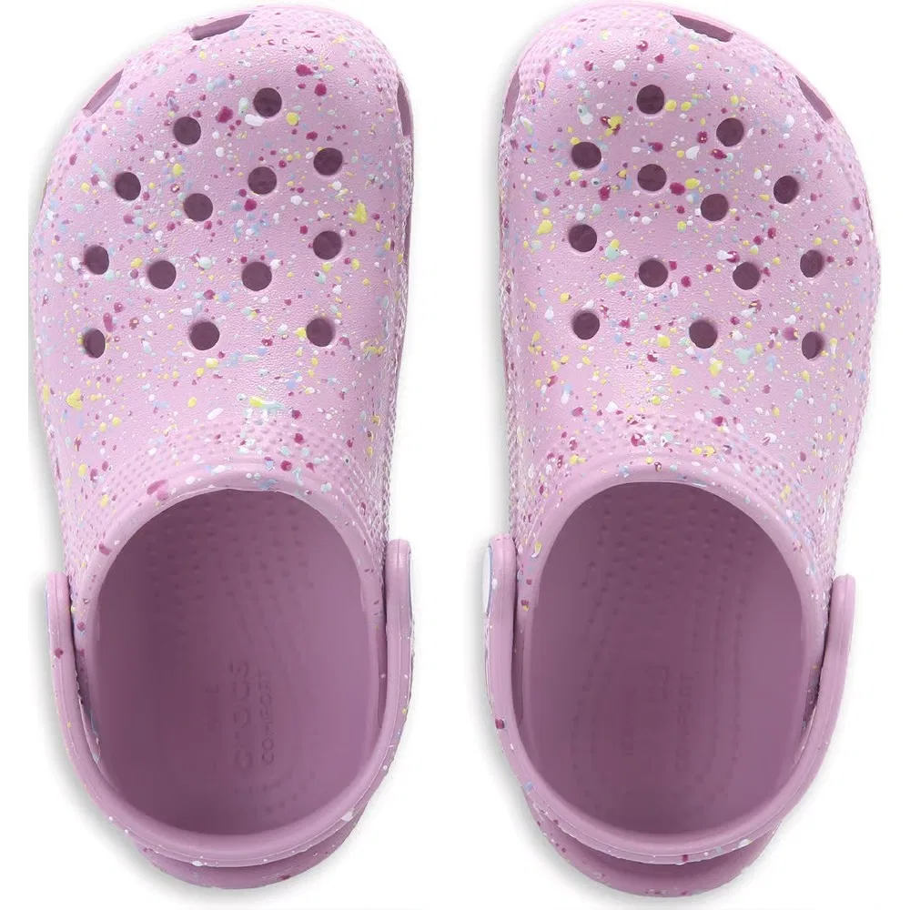 Детские классические сабо с графическим рисунком Crocs, Purple Multi — фото 4