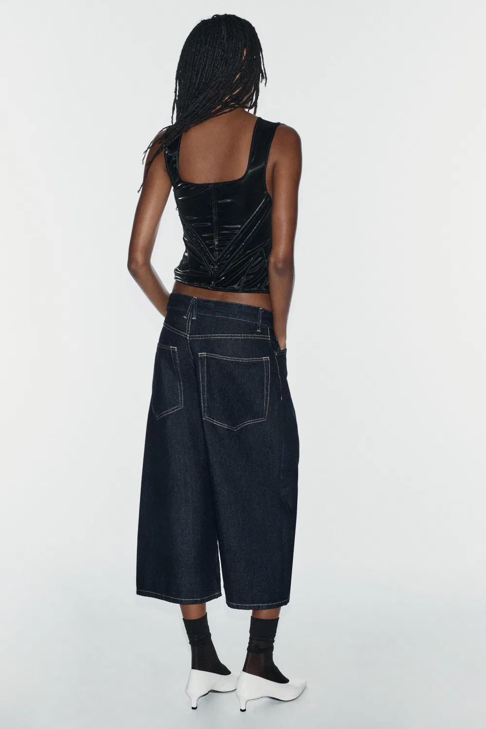 Блестящий топ в стиле корсета ZARA, Black — фото 3