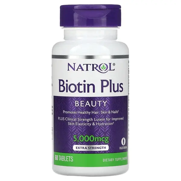 

Biotin Plus, повышенная эффективность, 5000 мкг, 60 таблеток, Natrol