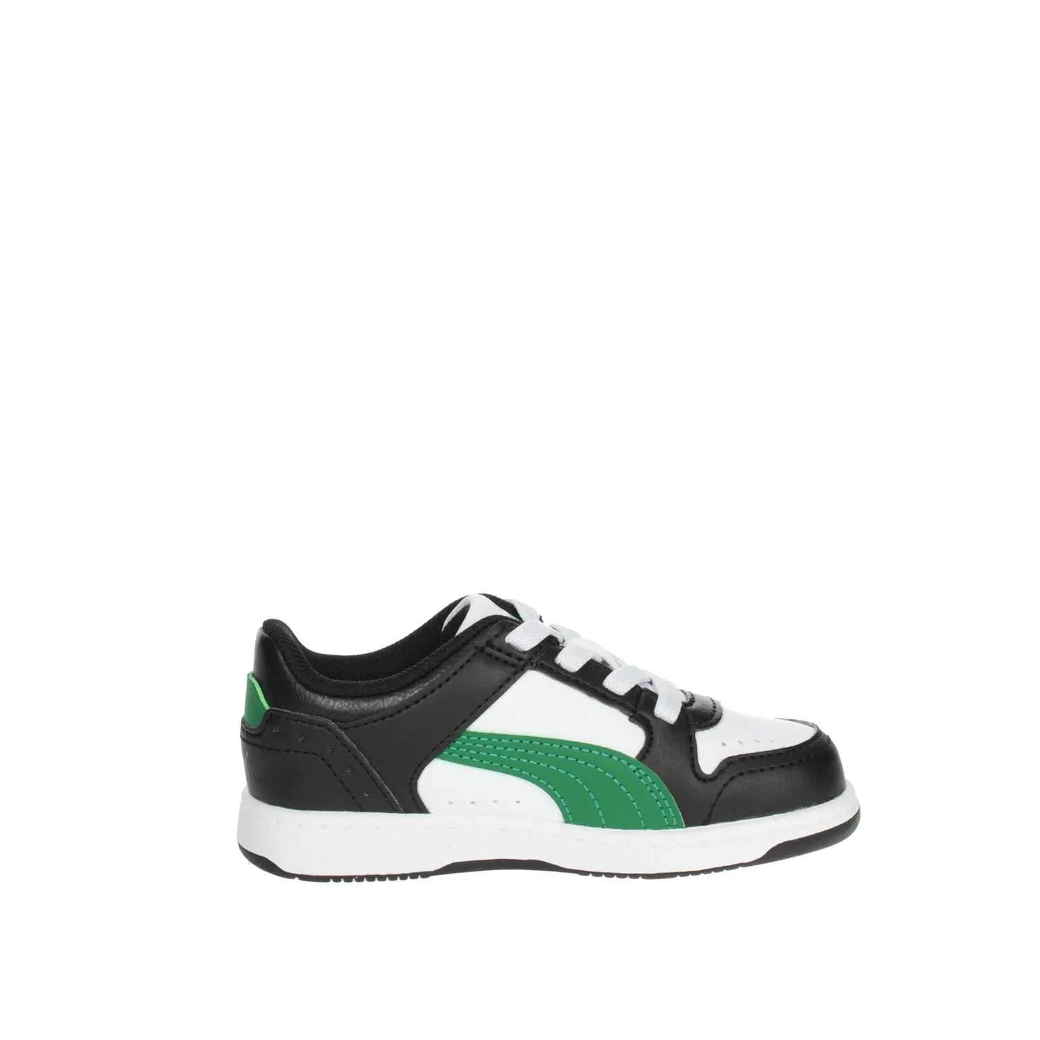 Детские кроссовки для мальчиков с эластичной шнуровкой Rebound Joy Lo AC PUMA, White Black Green — фото 4