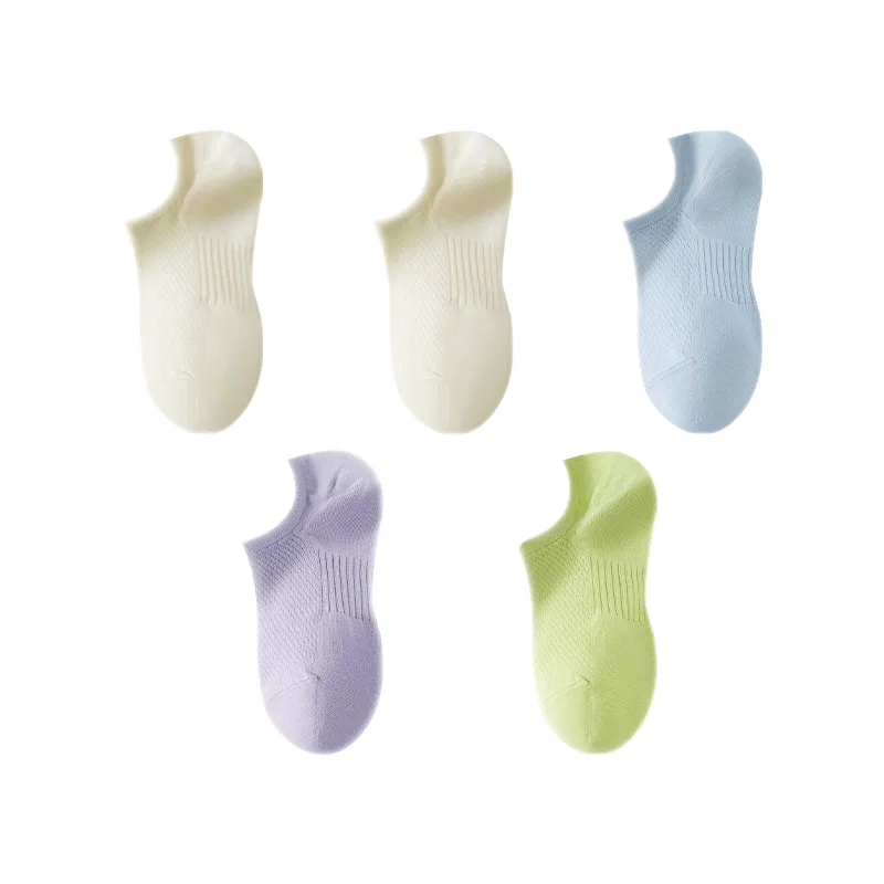 Детские носки-невидимки, набор из 5 пар, Hello Sunny, Milk White/Light Blue/Light Purple/Light Green