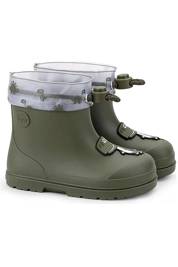 Детские сапоги для девочек с принтом Mendi gato borreguito children's rain boots cc336-042 Igor, Khaki — фото 2