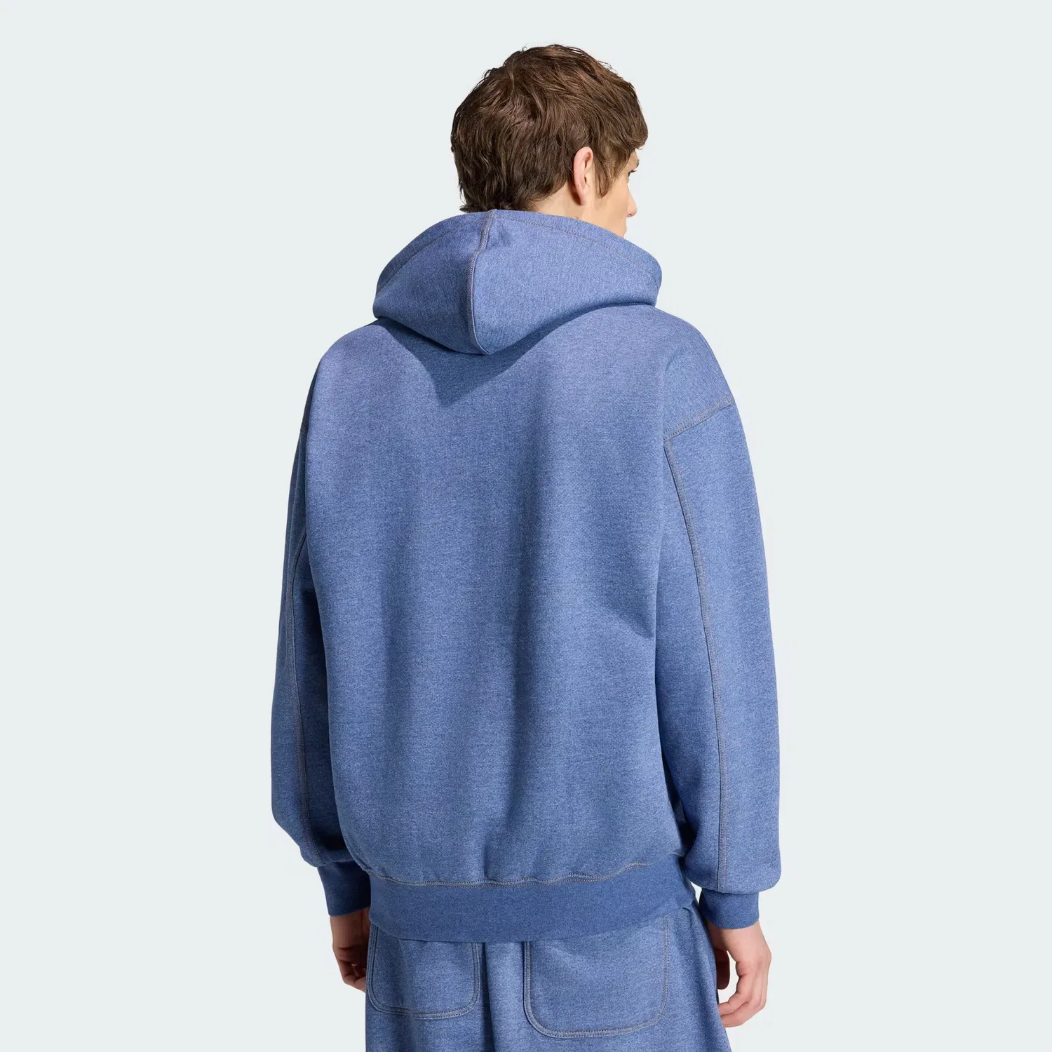 Мужское худи свободного кроя Trefoil Essentials Melange Adidas Originals, синий меланж — фото 3