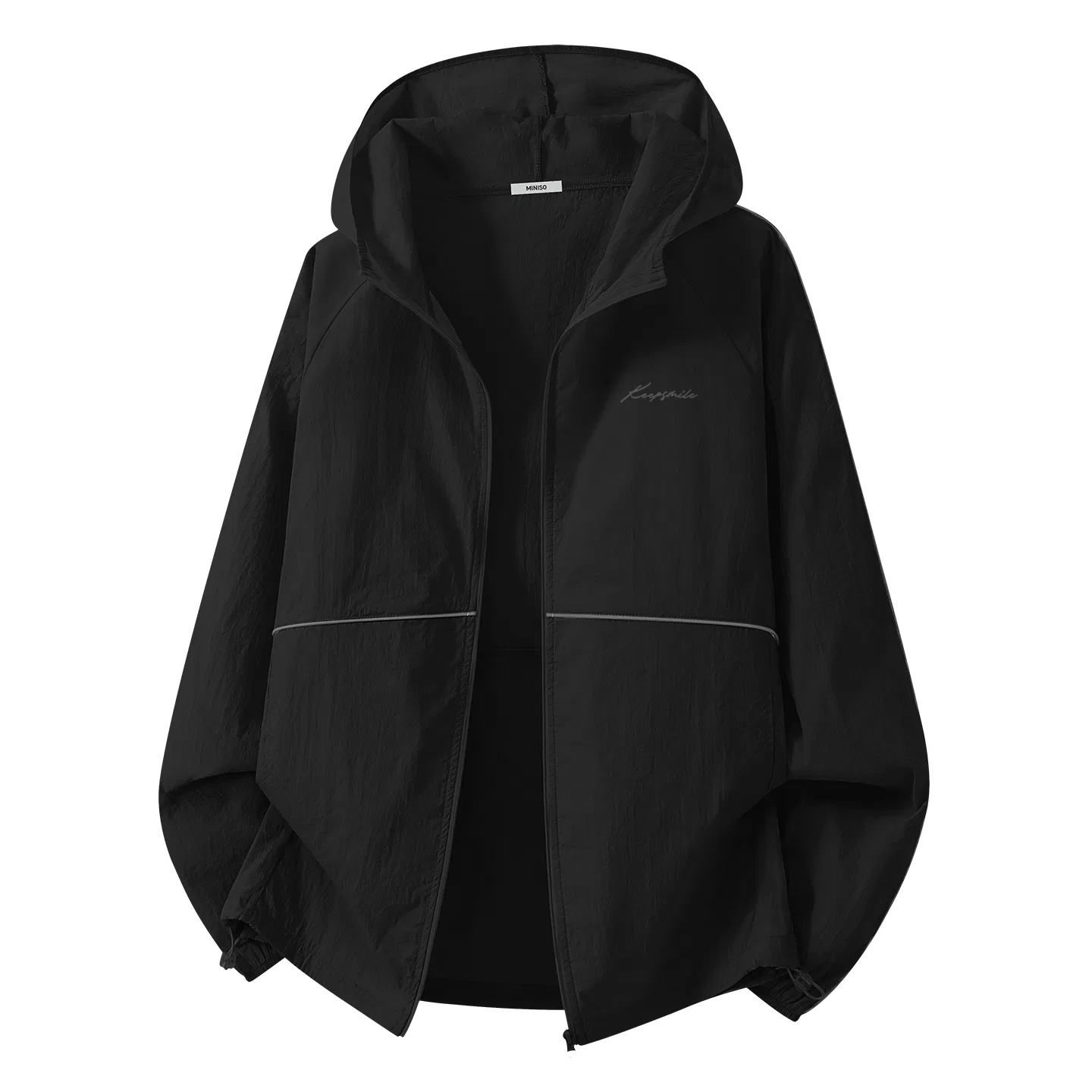 Детская ветровка с защитой от солнца MINISO, Black With Black And White Smiling Face Chest Logo