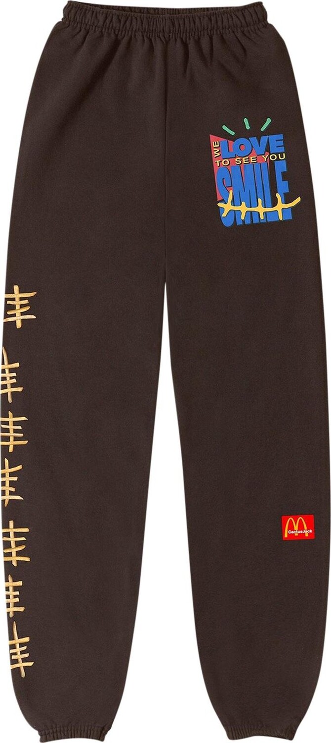 

Спортивные брюки Cactus Jack by Travis Scott x McDonald's Smile Sweatpants 'Brown', коричневый