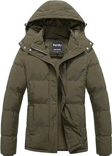 

Куртка Pursky Women's Warm Winter Thicken Waterproof, темно-зеленый