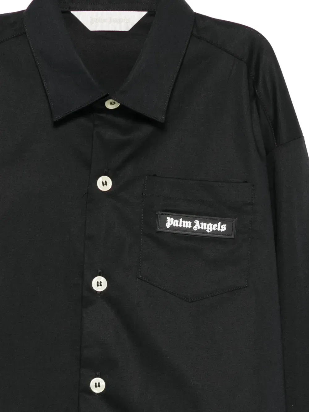 Рубашка укороченная с нашивкой-логотипом Palm Angels Kids, черный — фото 3