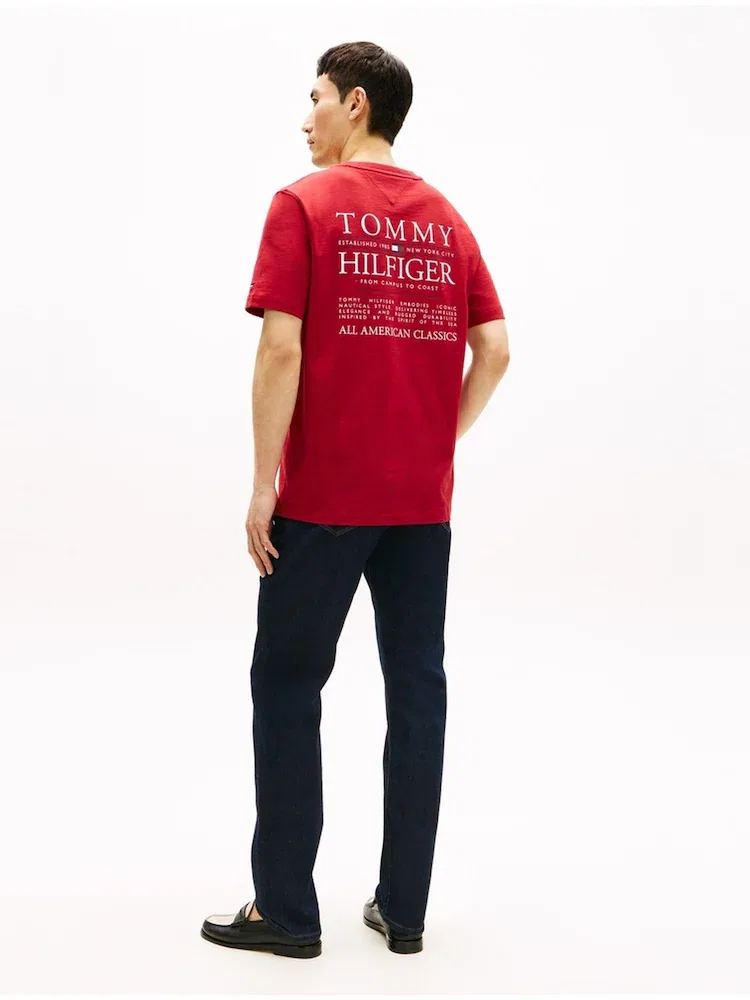 Футболка с логотипом Heritage Text TOMMY HILFIGER, Red — фото 3