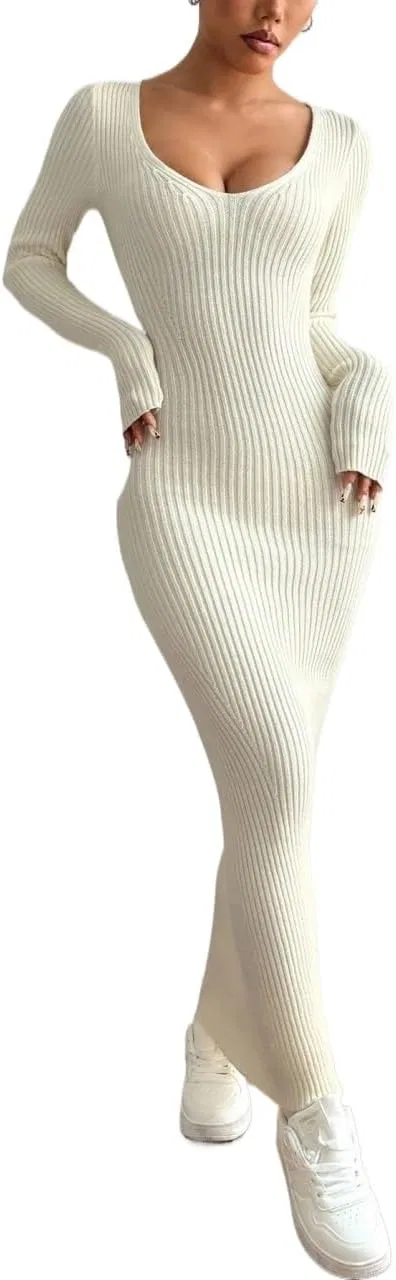 Женское повседневное платье с V-образным вырезом bodycon, Apricot