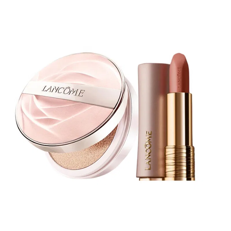 Женский косметический набор с тональным кремом и помадой, LANCOME, Pink Gold Tube