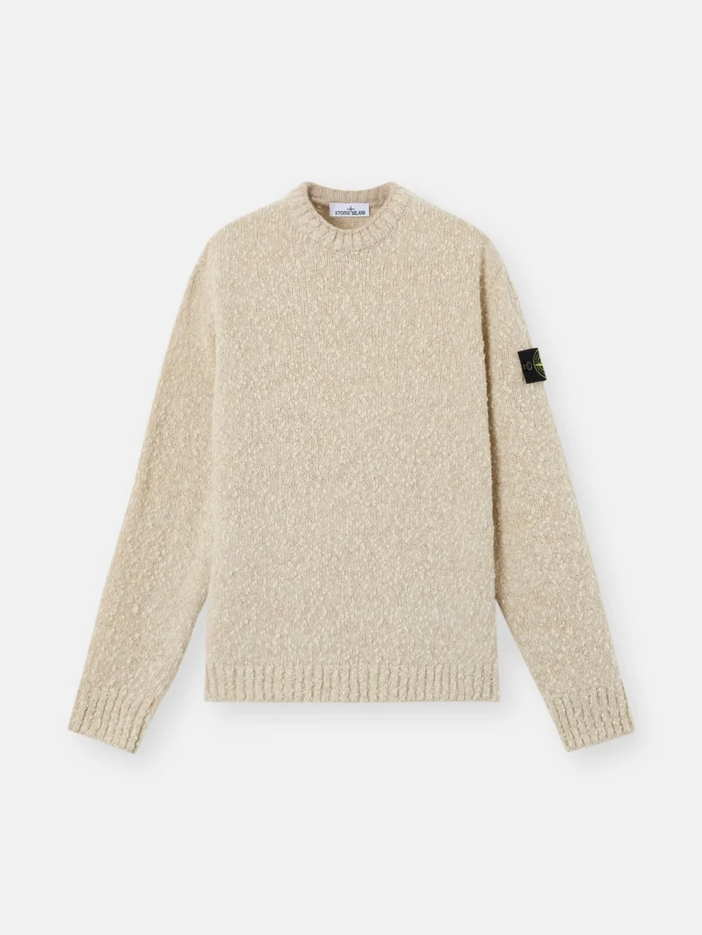 Мужской свитер Stone Island Loose-fit Crewneck With Ribbed Trims, песочно-меланжевый — фото 2