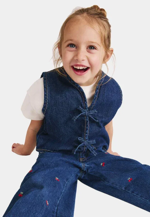 Жилет хлопковый Tie front-waistcoat Marks & Spencer, Denim, деним — фото 3