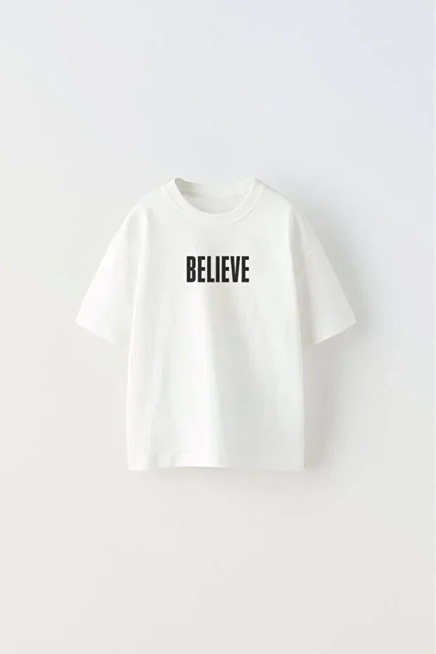 Детская футболка для мальчиков с принтом Believe The Champ Clothing, White — фото 2