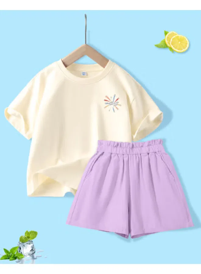 Комплект с коротким рукавом из хлопка, шорты, летний, Jeanswest, абрикосовый