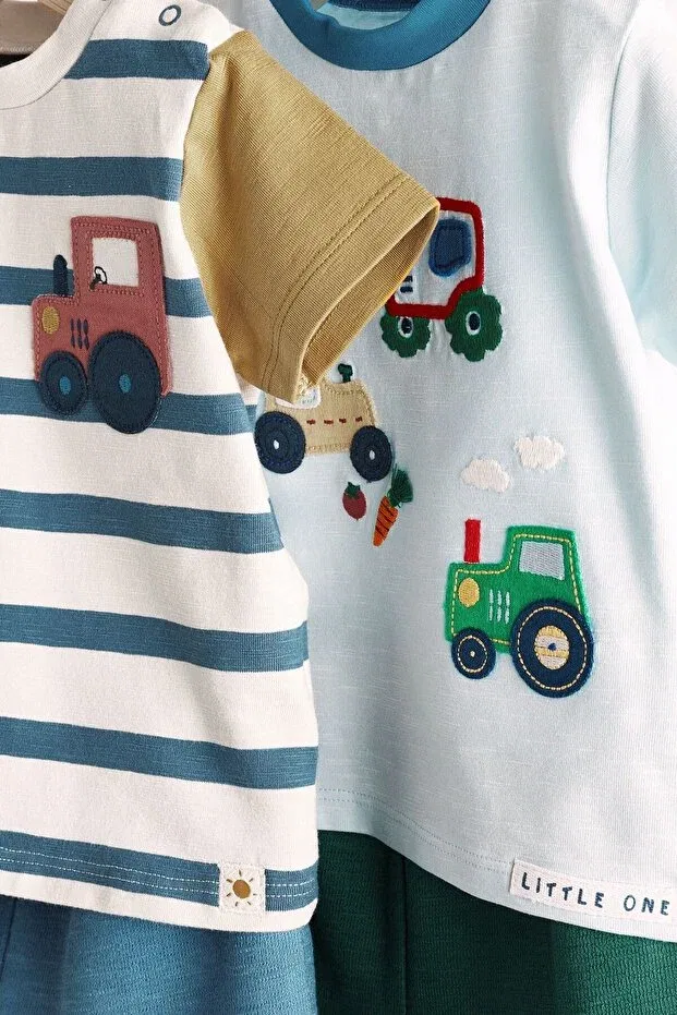 Детский комплект из футболки и шорт с принтом Blue Tractor Next Baby, Blue — фото 3