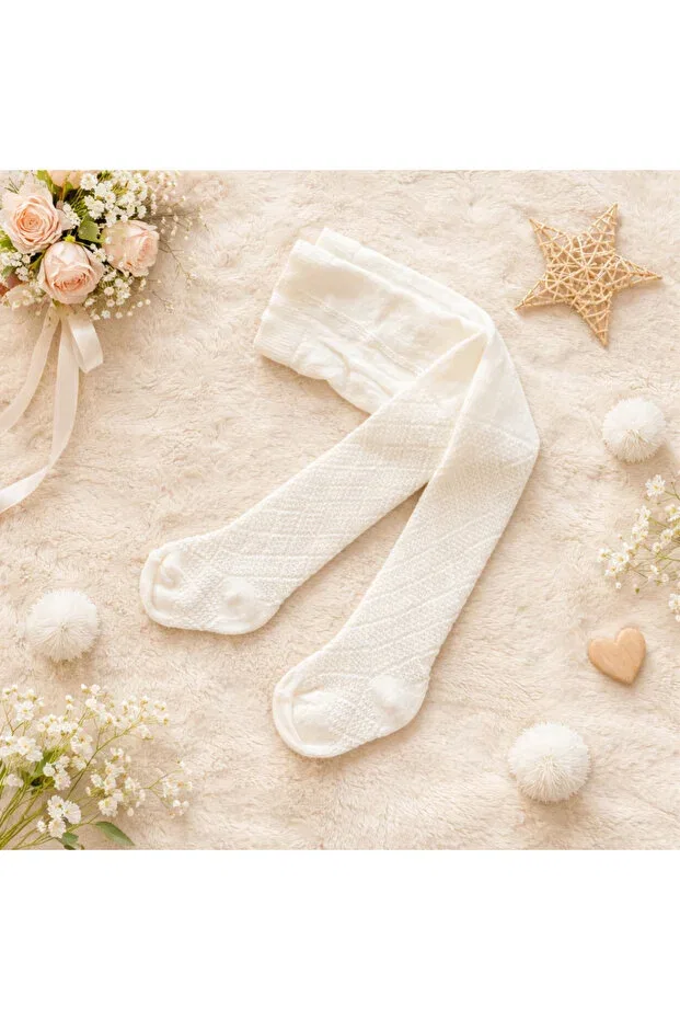 Детские колготки для девочек с узором Happy Baby Butik, Pink-Ecru — фото 2