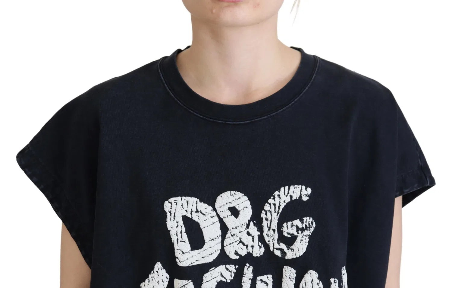 Женская футболка с коротким рукавом и круглым вырезом Black D&G Fashion Dolce & Gabbana, черный — фото 4