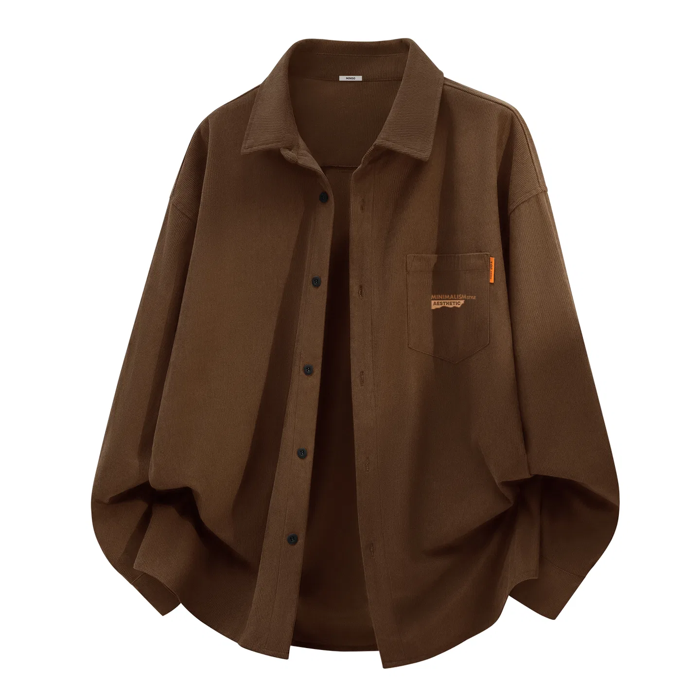 Детская рубашка с воротником MINISO, Heavyweight Corduroy Coffee Mb Irregular Shape Label Chest Logo