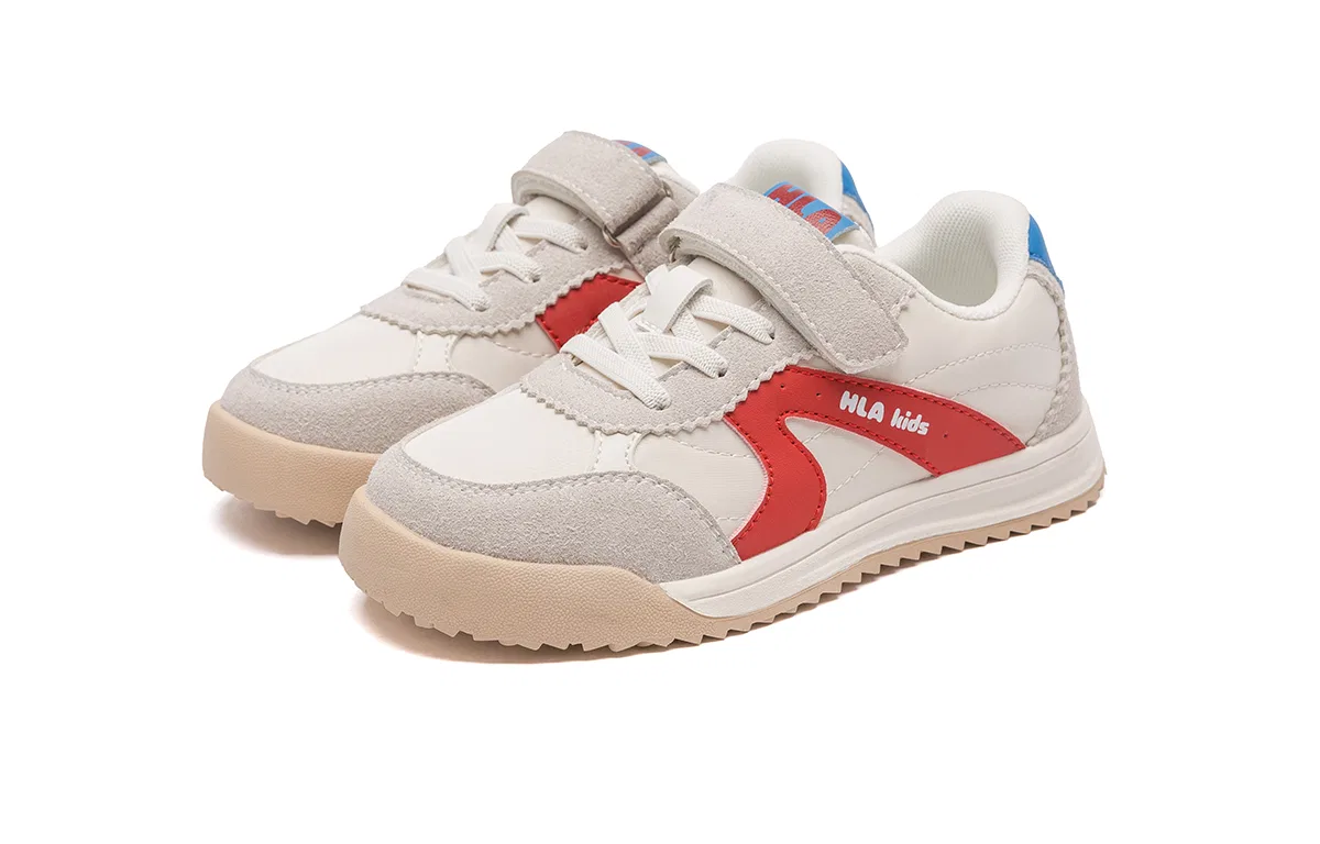 Детские кроссовки из искусственной кожи с текстилем HLA, Beige Red — фото 4