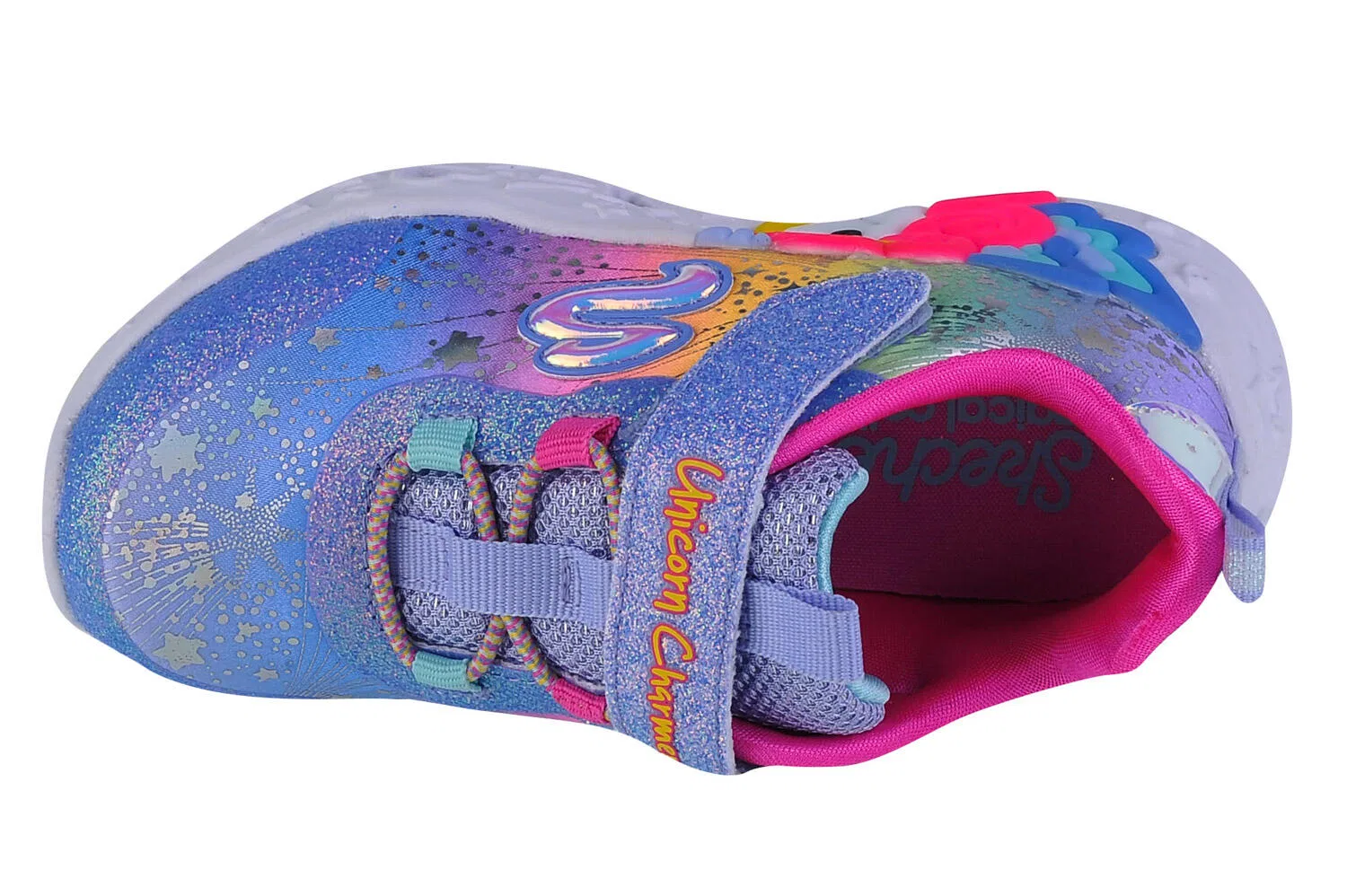 Детские кроссовки для девочек со светящейся подошвой Unicorn Charmer Skechers, Blau Bunt — фото 3